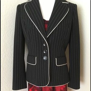 Vintage Blazer pinstriped black white jacket tailored blazer jacket 3 buttons 8P